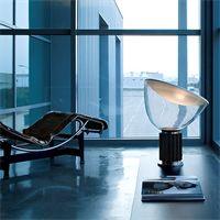 TACCIA VETRO LAMPADA TAVOLO NERO