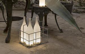 PERBACCO, CESTINO PORTABOTTIGLIE PER LAMPADA DA TAVOLO BACCO