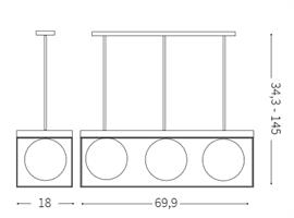 LINGOTTO LAMPADA A SOSPENSIONE OTTONE/NERO