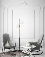 1744.71 JUGEN LAMPADA DA TERRA NERO E OTTONE 2 LUCI h.170cm