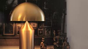 ATOLLO 233 OR LAMPADA DA TAVOLO IN METALLO COLOR ORO h.70cm